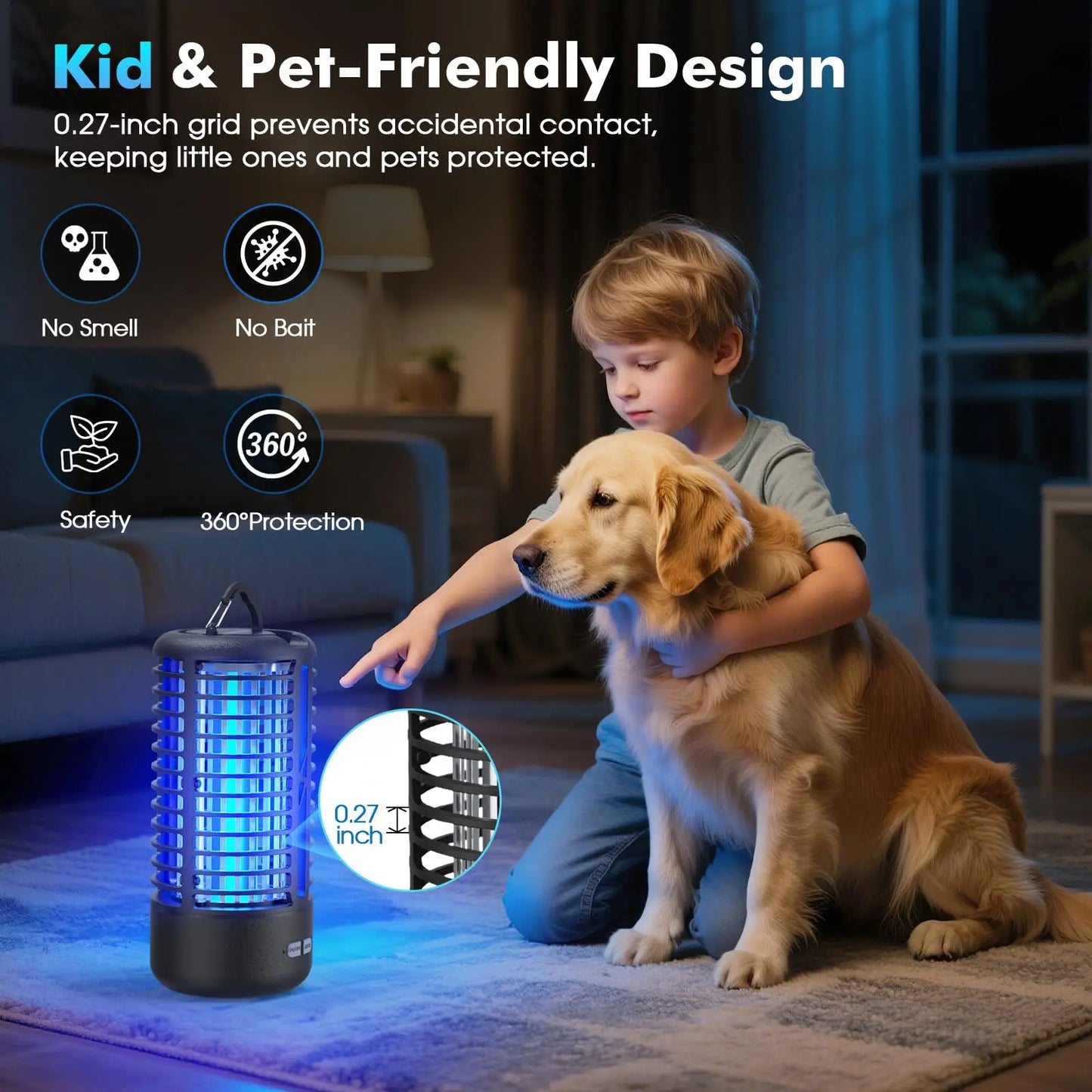 2 Pack Rechargeable Bug Zapper Portable Electric Mosquito Killer for Indoor & Outdoor Fly Trap for Camping, Patio, Garden