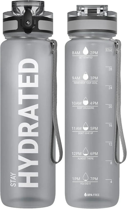 32oz Water Bottle Motivational Sport Water Bottle Leakproof Drinking Bottles Outdoor Sports Travel Kettle Drinking Water Bottle