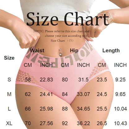 High Waist Women's Underwear Mesh Hollow Out Letter Wide Waistband Sports Butt Lifting Soft Stretchy Ladies Briefs Panties
