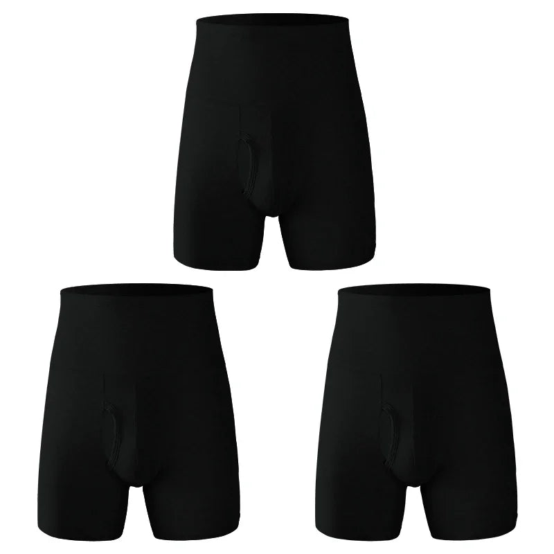 3pcs Men's underwear Men's cotton high waist belly large size extended anti - wear leg fat warm sports boxers