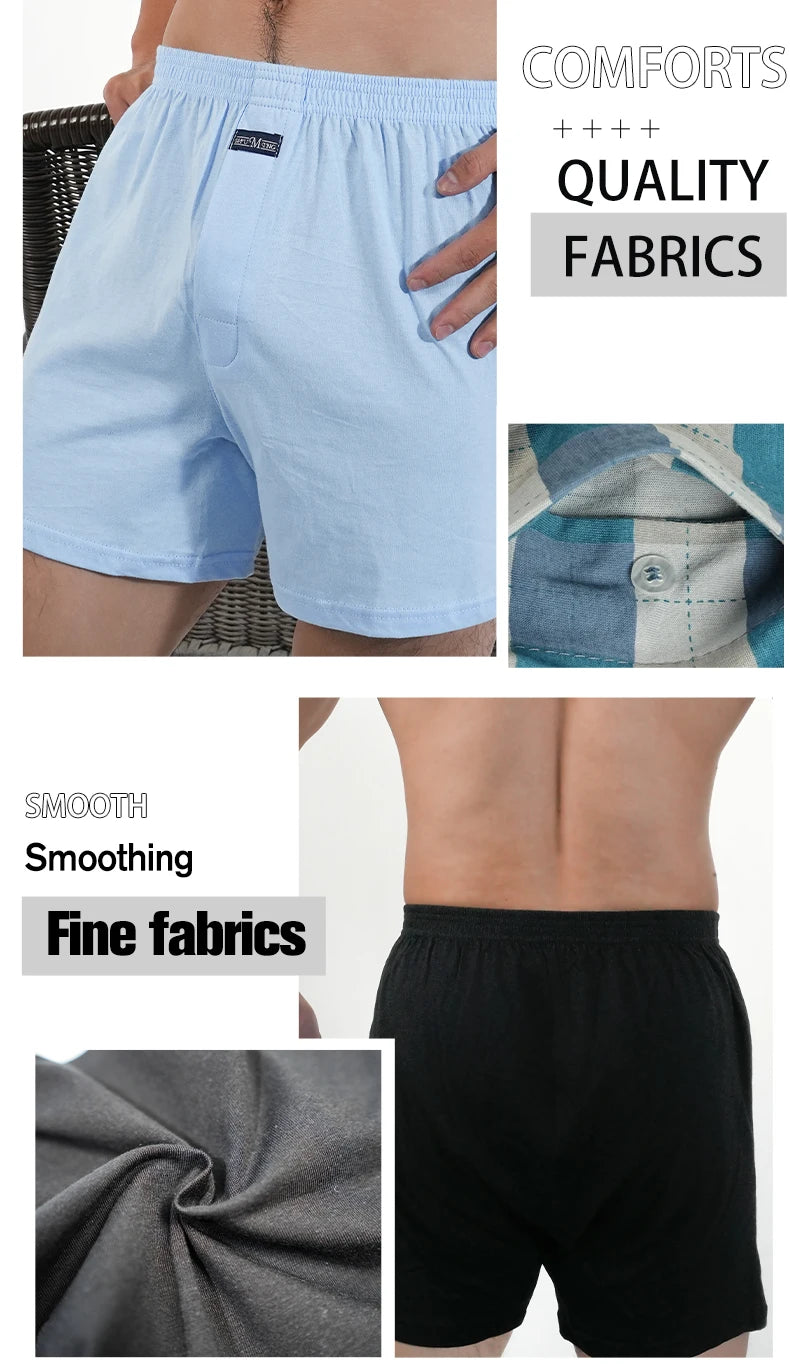 Mens Pure Cotton Boxer Shorts Man High Waist Big Underwear Casual Solid Underpants Plus Size Alo Pants Pajama Boxers M-3XL 2025