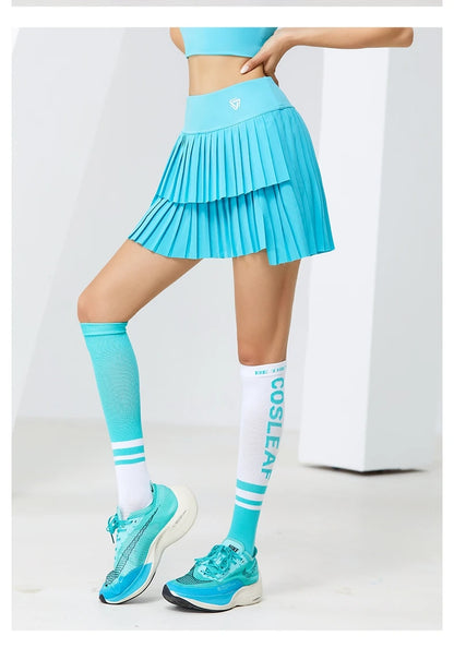 Women Sports Mini Pleated Skirt Golf Tennis Skirts High Waist Double Layer Gym Fitness Running Yoga Athletic Workout Skort