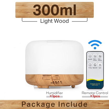 Ultrasonic Air Humidifier - Essential Oil Diffuser With Remote Control & LED Light