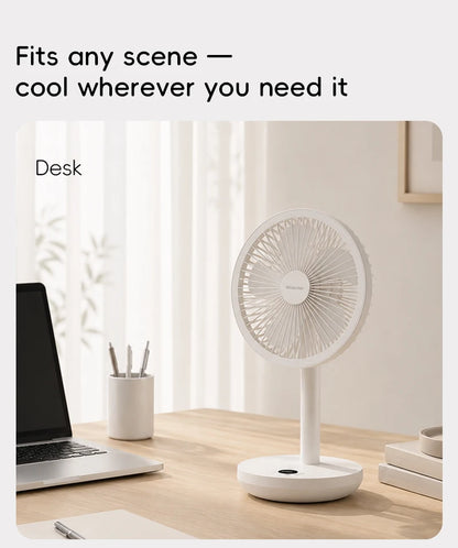 BLDC Oscillating Desktop Fan 4000mAh 5 Wind Speeds Silent Portable Rechargeable Fan with Timing Function for Home Room Gift