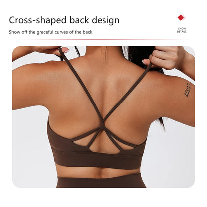 Ctenkevet Summer Women's Cross-Back Yoga Sports Bra Quick-Dry Fitness Running Top Tight-Fitting Underwear for Active Women