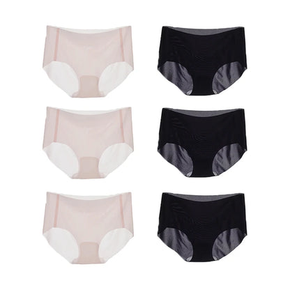 6PCS Summer Ice Silk Seamless Underwear Ladies Summer Ultra-thin Sense Quick-drying Pants Briefs Panties M-XL