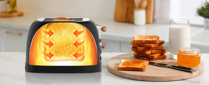 Stainless Steel 2-Slice Toaster - Extra Wide Slots Cancel Defrost  Bagel Functions