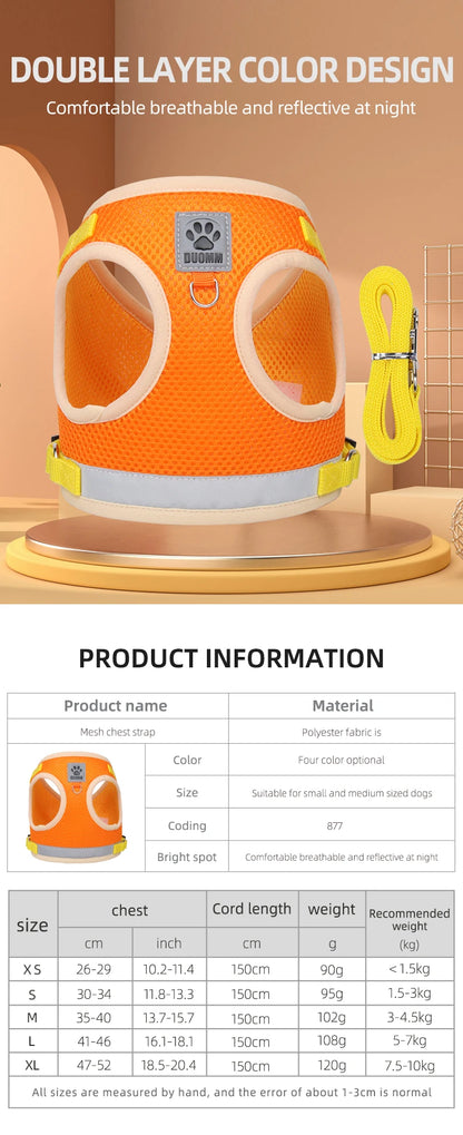 Two-tone Cat Small Dog Harness and Leash Set Breathable Mesh Reflective Escape Proof Puppy Kitten Walking Vest Style Pet Harness