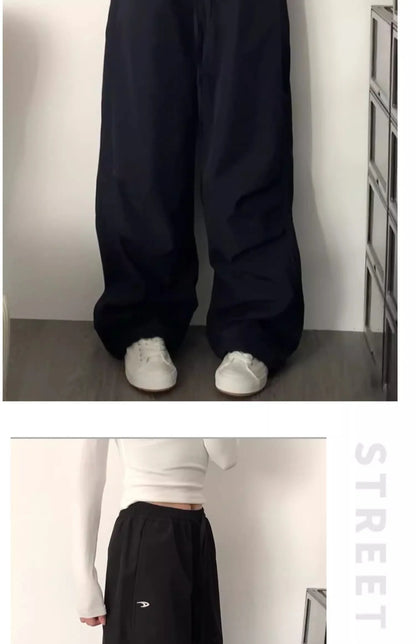 American High Street Style Women's Cargo Pants Spring Summer 2026 New Slimming Drapey Loose Sweatpants Folded Hem