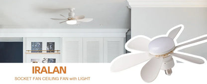 LED Socket Fan Light with Remote Small Ceiling Fan with Light, Cordless Light Socket Fan for Kitchen Bedroom Small Room