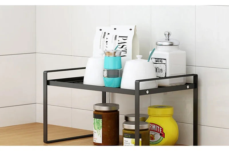 Kitchen Dish Rack - Stainless Steel Stackable Over Sink Shelf & Cutlery Holder