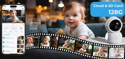 WiFi Baby Monitor - 2K 3MP Dual Camera Split Screen with PTZ & Auto Night Vision