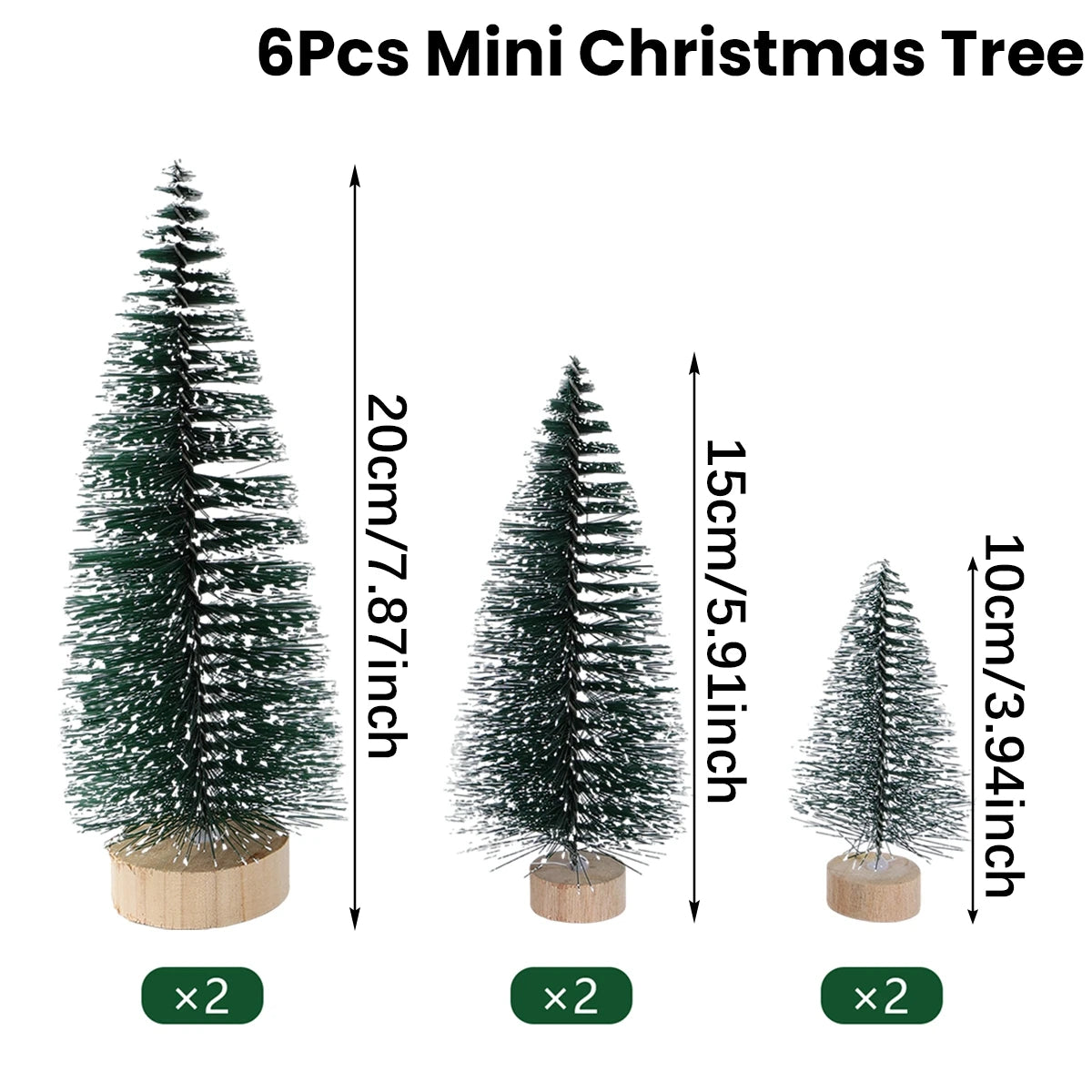 Mini Wooden Christmas Tree - Small Tabletop Tree With Blue Green White & Gold Pine