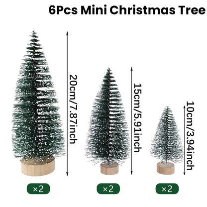 Mini Wooden Christmas Tree - Small Tabletop Tree With Blue Green White & Gold Pine