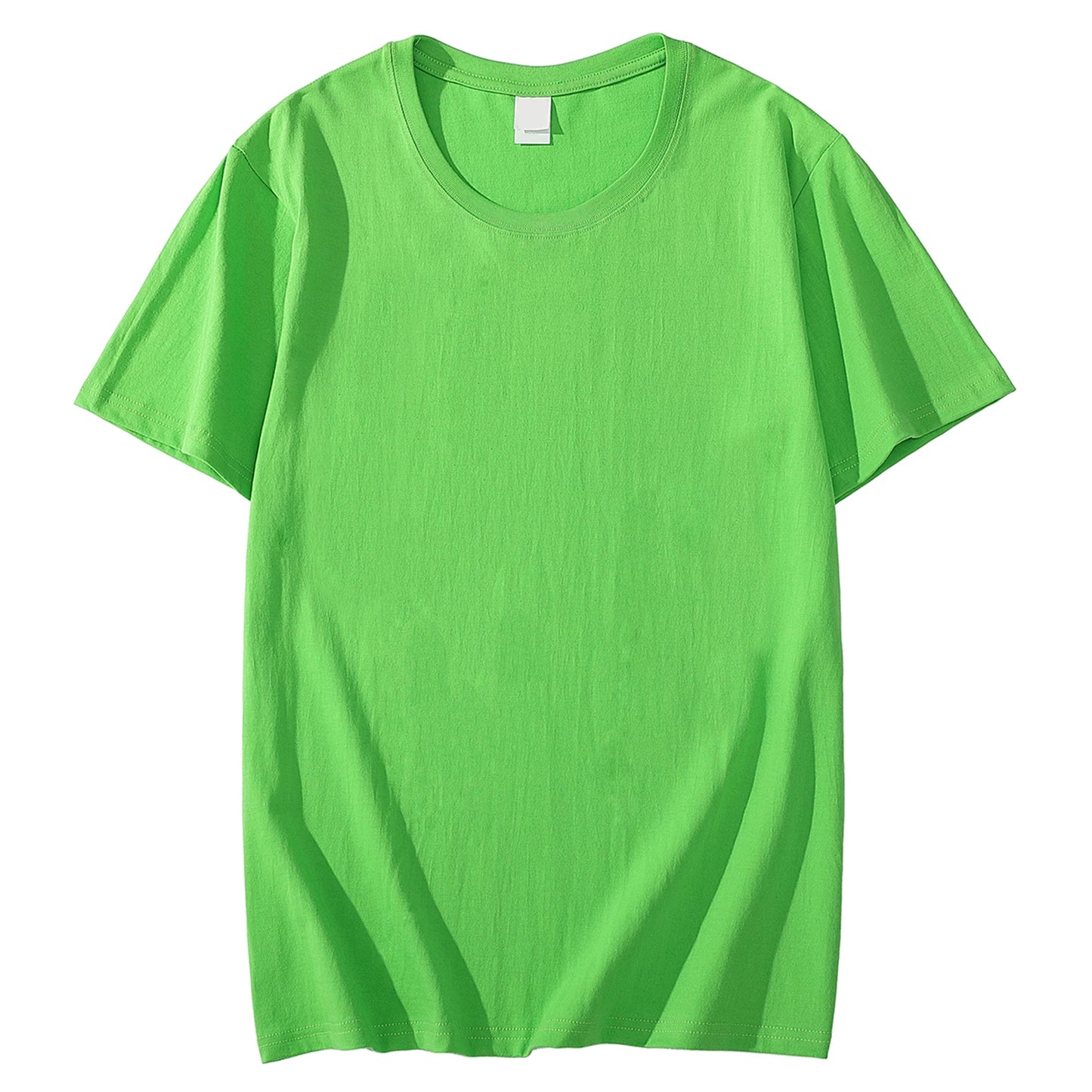 Solid Color T-Shirt - Heavy Cotton Fabric Crewneck Tee for Men & Women, Short Sleeve Casual Top
