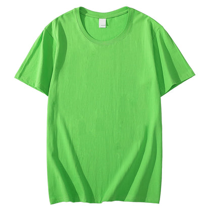 Solid Color T-Shirt - Heavy Cotton Fabric Crewneck Tee for Men & Women, Short Sleeve Casual Top