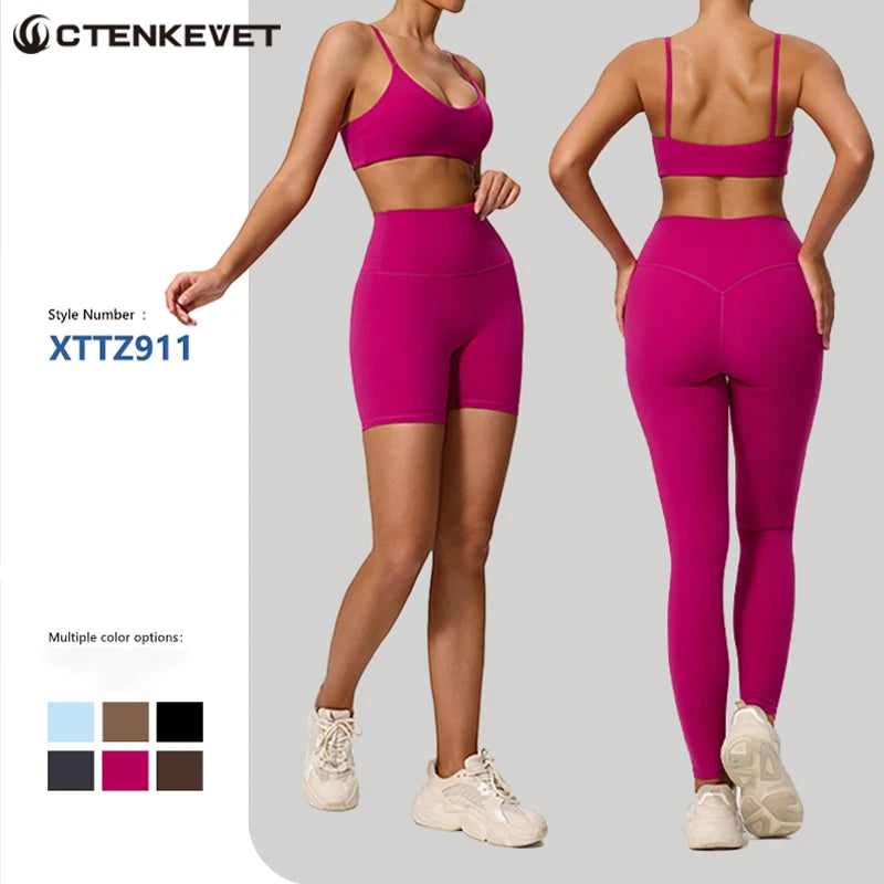 Women Sports Set – Summer Two Piece Gym Outfit With High Waist Leggings & Sleeveless Top