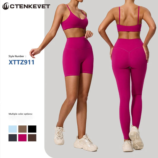 Women Sports Set – Summer Two Piece Gym Outfit With High Waist Leggings & Sleeveless Top