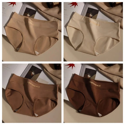 4Pcs/Set Cotton Panties Women Mid Waist Briefs Breathable Intimates Breathable Comfort Underwear M-2XL Soft Panties