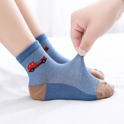 Kids Toddlers Cotton Ankle Socks Cartoon Engineering Vehicle Breathable Spring Autumn Summer Winter Short Socks for Children Boy