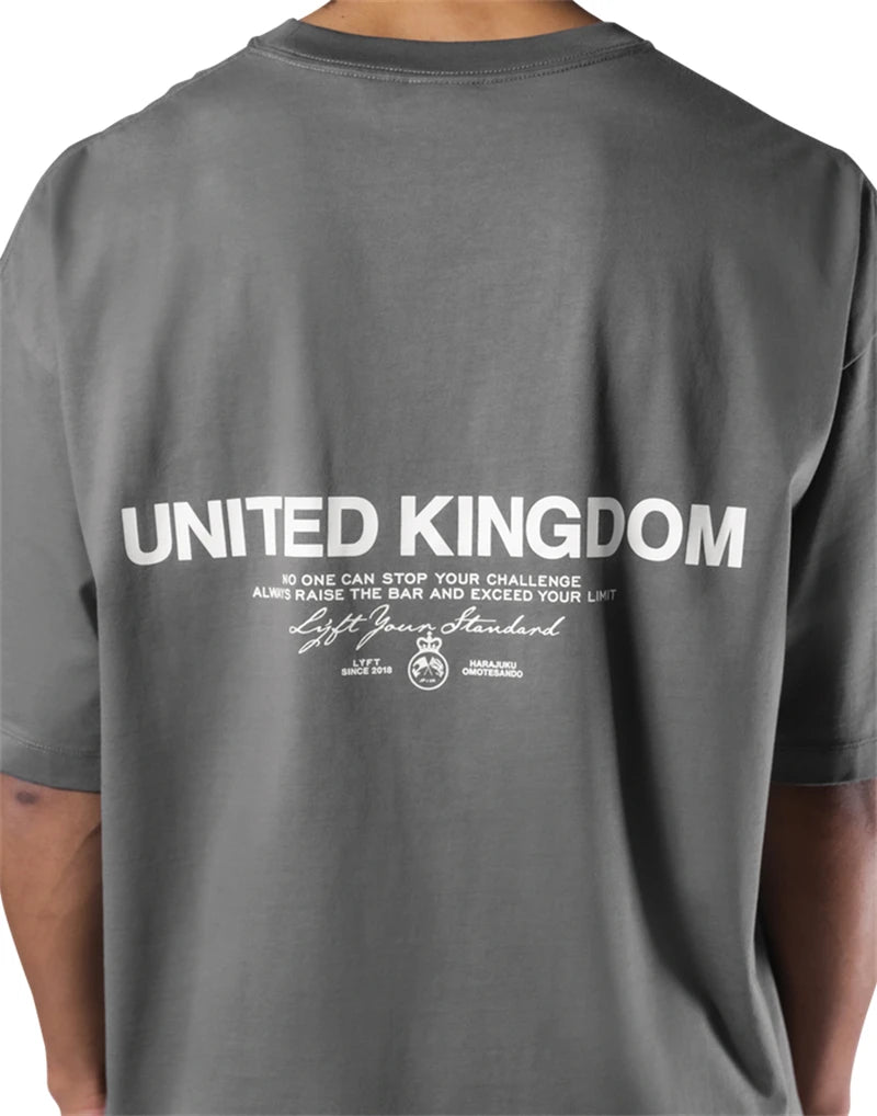 LYFT UNITED KINGDOM Trendy Loose Fitting Men's Sports Short Sleeved T-shirt Pure Cotton Gym Running Shirts Training Clothes Tees