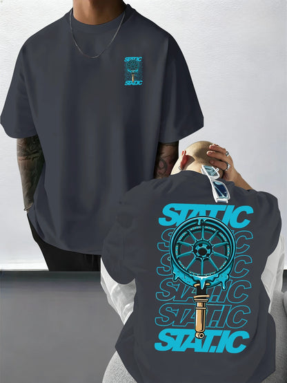 Men's Streetwear Static Wheel Rim Low Life T shirt Cotton Jogging  Tee Casual Trendy Oversized O-Neck Unisex Summer Spring shirt