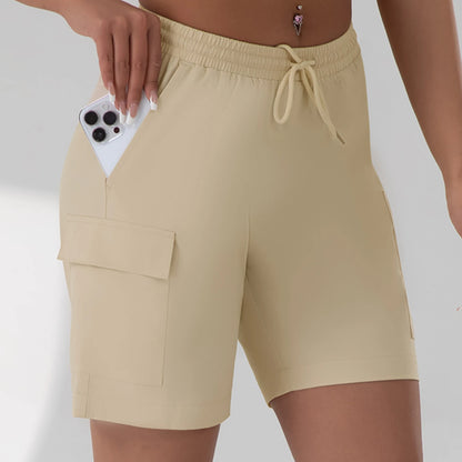 Loose Women Five-pointed Shorts with 4 Utility Pockets Summer Lightweight Quick-drying Cargo Shorts Outdoor Hiking Short