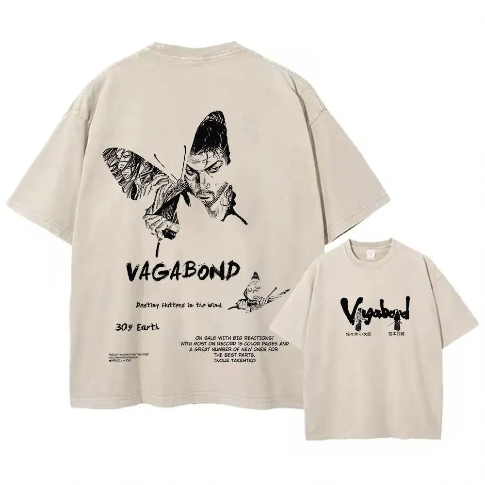 Men Streetwear Tshirt - Vintage Harajuku Anime Graphic Print Black Cotton Tee