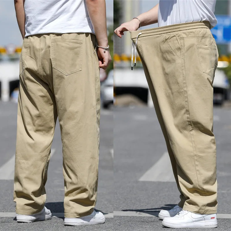 Large Size Men's Casual Pants XL-8XL Plus Size Straight Loose Fit Trousers Elastic Waist Oversized Cotton SweatPants Outdoor