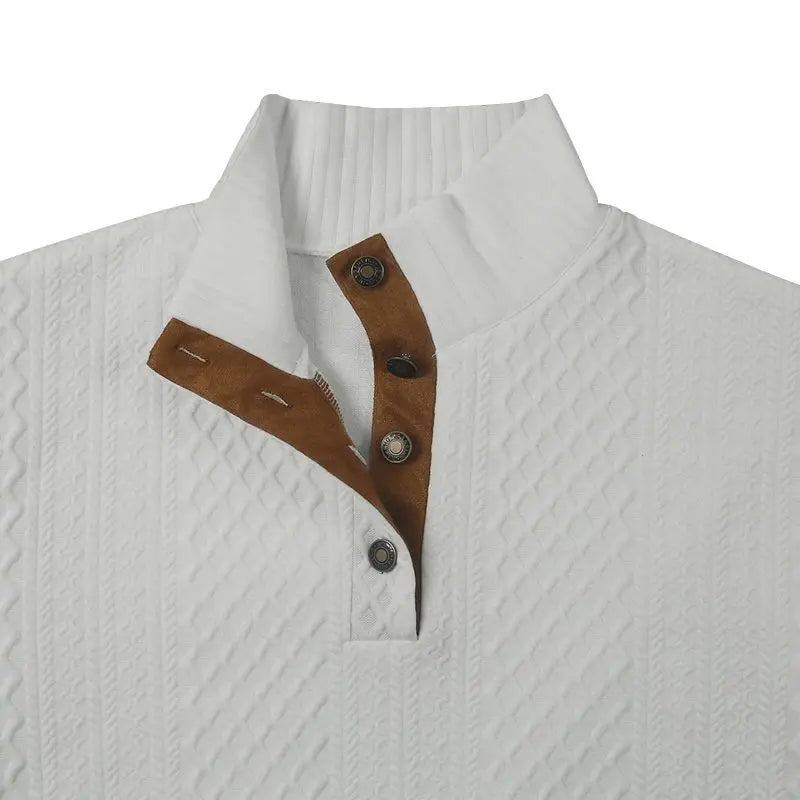 Men's Waffle Knit Quarter Zip Pullover with Contrast Trim and Elbow Patches Casual Long Sleeve Sweater