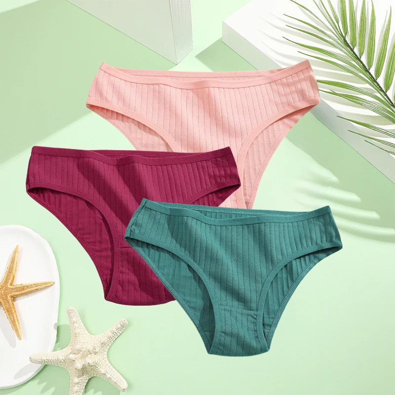 Cotton Panties Women - 3PCS Set Low Rise Briefs | Comfortable Breathable Underwear