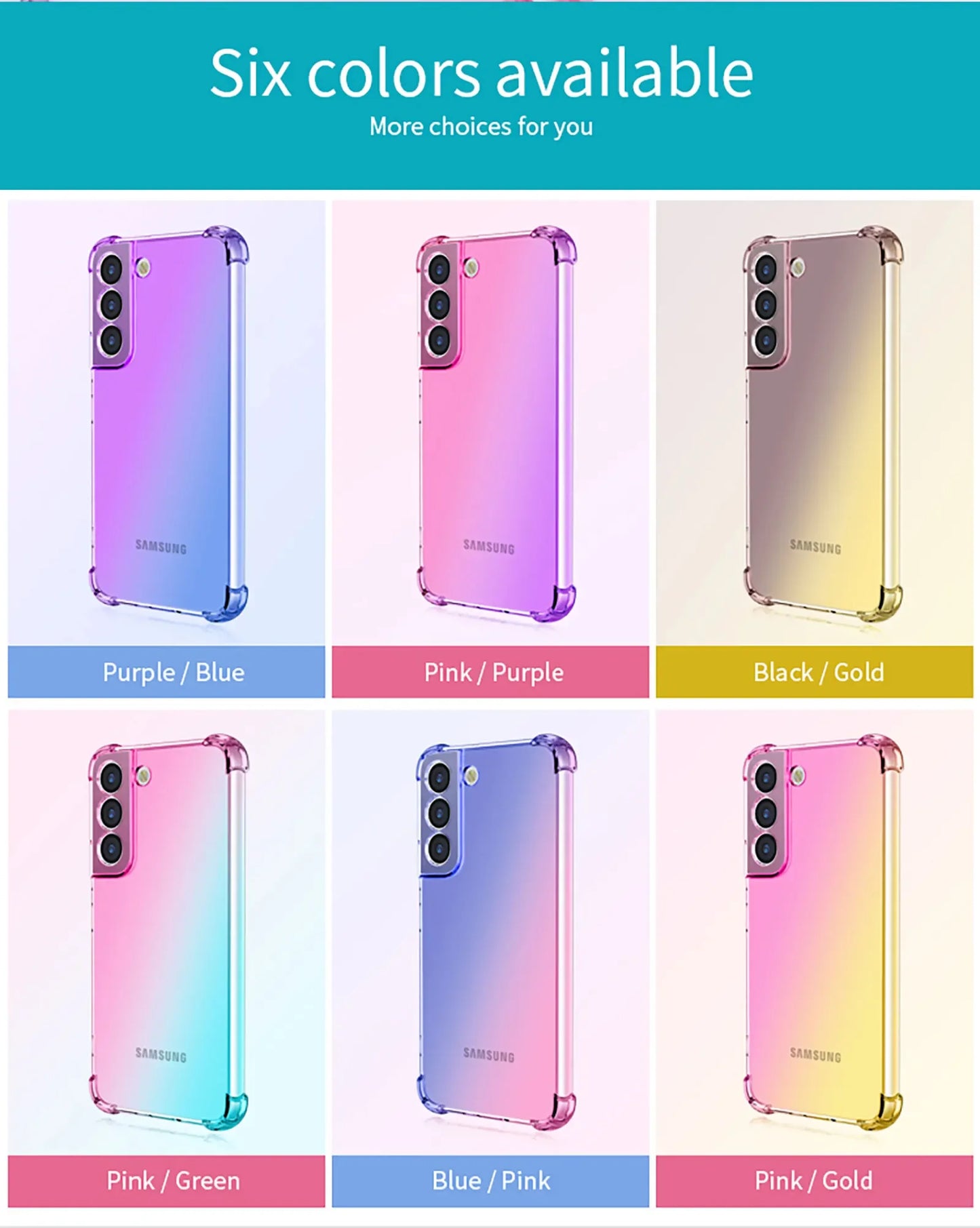 Gradient Airbag Shockproof TPU Case for Samsung Galaxy S26 Ultra S25 Edge S24 S23 FE S23 S22 Plus S21 Protective Cover Funda