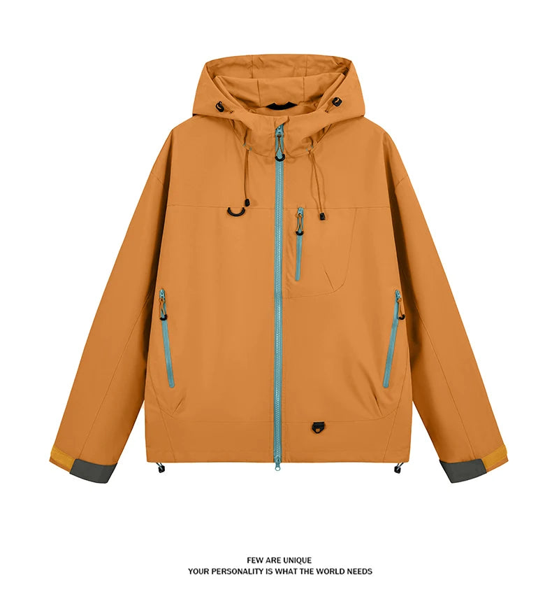 Waterproof Hiking Jacket – Lightweight Polyester Windbreaker With Storm Hood