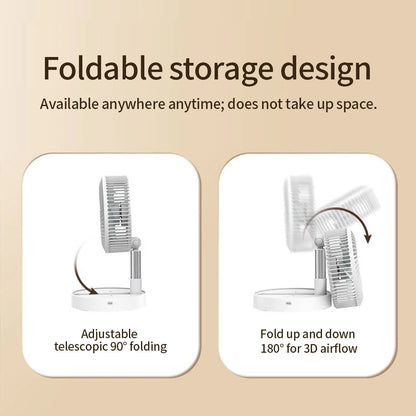 USB Foldable Portable Fan with 8inch 4 Speeds ＆ Timing, Battery Operated Mini Floor Fan for Bedroom, Indoor or Outdoor,Table Fan