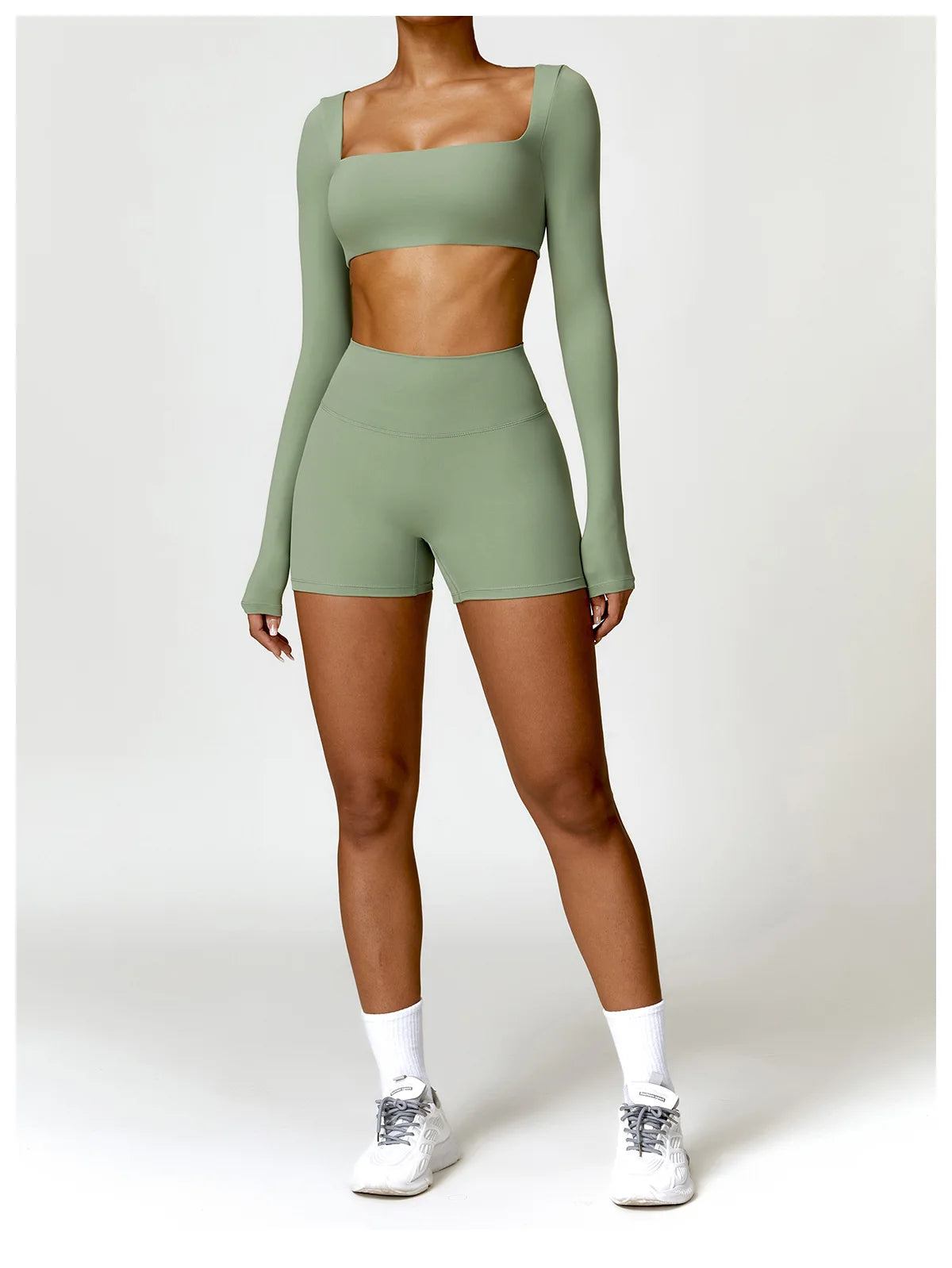Women Yoga Suit - Quick Dry Gym Tracksuit With Long Sleeve Top & High Waist Leggings