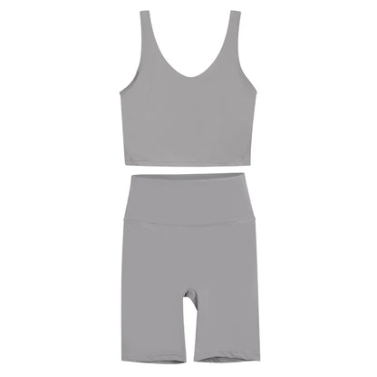 2026 Yoga Women's Bra With U-shaped Back Sets Fitness Running Summer Breathable Quick Drying Fixed Vest Five-point pants