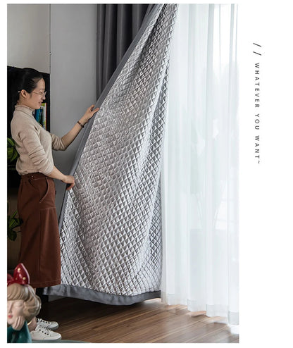 Windproof Winter Curtains - Thick Cotton Thermal Drapes for French Windows | Sound Insulation & Energy Saving