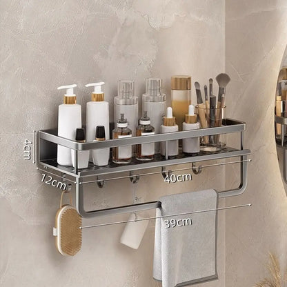 Aluminum Corner Shower Shelf - Wall-Mounted No-Drill Shampoo Storage Rack