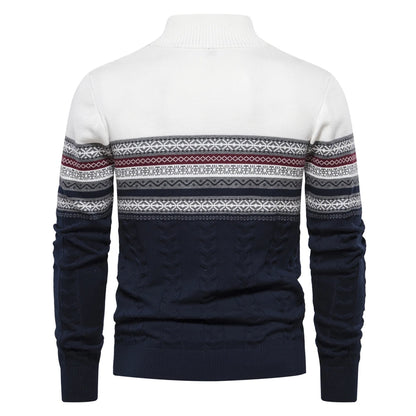 2023 New Autumn High Quality Zipper Pullers Men Warm Winter Cotton Sweaters for Men Ethnic Patterns Casual Mens Sweater