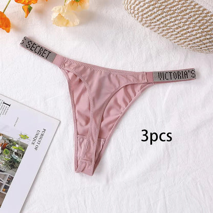 3PCS Victoria's Secret Lace Thongs Woman Comfortable Breathable Panty High Waist Women Underwear Sexy Lingerie Panties Seamless