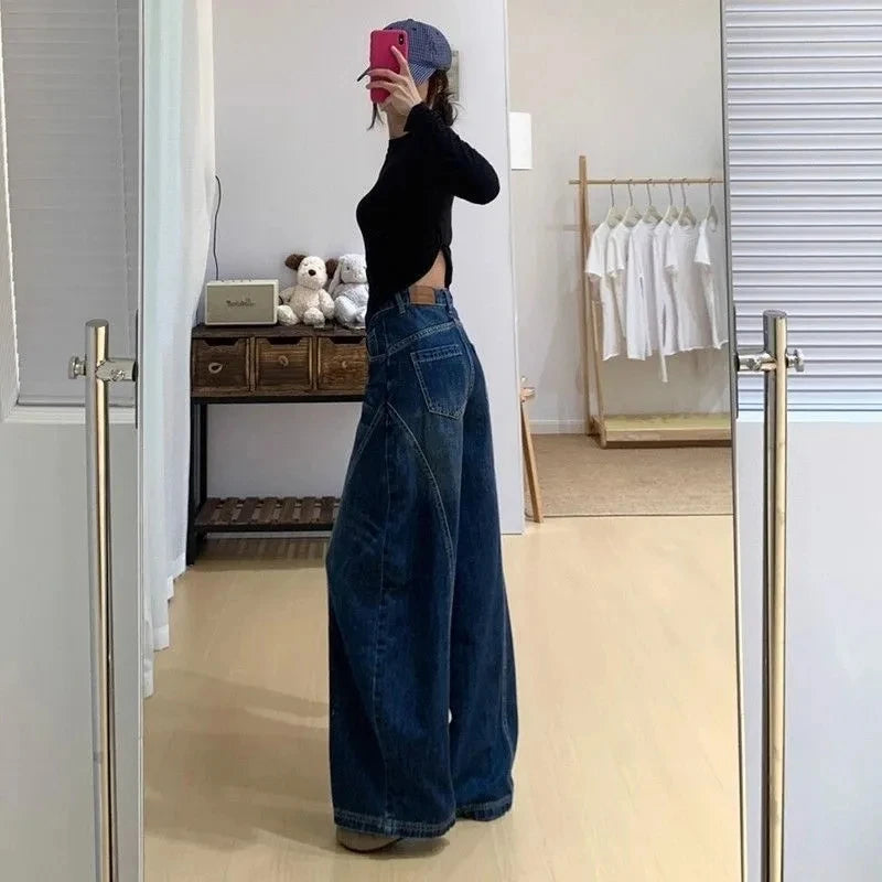 Y2k Womens Jeans Loose Fit Straight Leg Wide Trousers Baggy Denim Pants Casual Streetwear High Waist Vintage Washed Y2k Jeans
