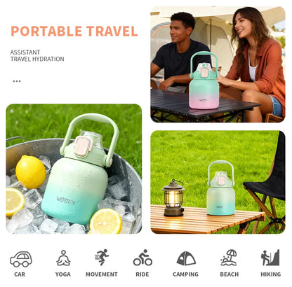 WATERSY 800ml Stainless Steel Water Bottle Double Wall Vacuum Insulated Thermal Cup with Straw & Handle, for Travel Gym Office