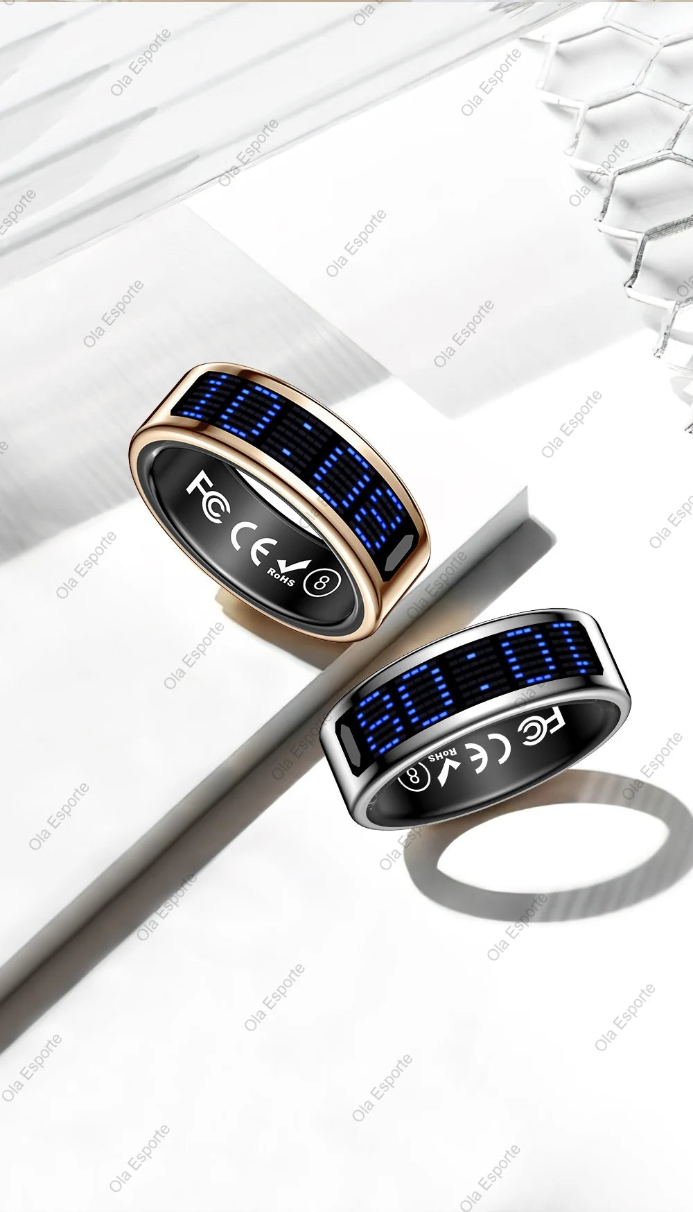 Smart Ring With Dynamic Display Screen 5 ATM Waterproof Blood Oxygen Heart Rate Sleep Monitor Sports Ring Men Women Fashion Ring
