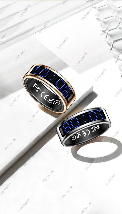 Smart Ring With Dynamic Display Screen 5 ATM Waterproof Blood Oxygen Heart Rate Sleep Monitor Sports Ring Men Women Fashion Ring