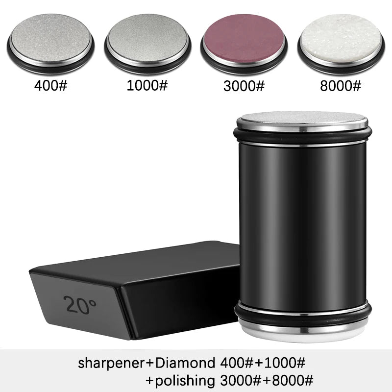 Rolling Knife Sharpener | Double Sided Diamond Sharpening Stone with Magnetic Angle