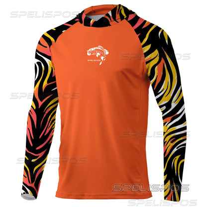 SPELISPOS New Men Fishing Hoodie Summer Breathable  Long Sleeve Fishing Jersey Sun Protection UPF 50+ T-shirt Camisa De Pesca