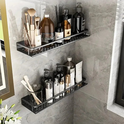 Wall-Mounted Aluminum Bathroom Storage Rack - Cosmetic Organizer