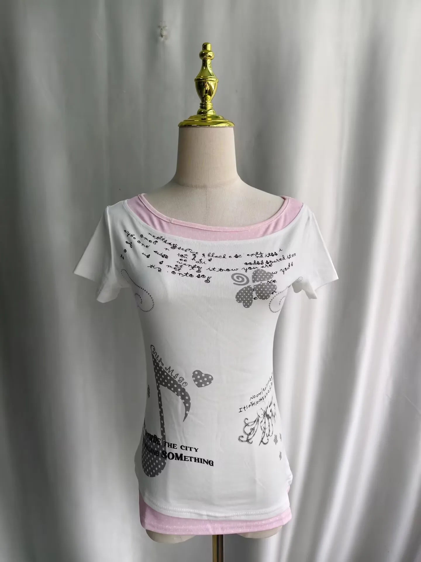 Kimutomo Women T Shirts Polka Dot Printed Short Sleeve Slim Grunge Gothic Y2k Aesthetic Harajuku Tops Ladies Fashion Casual Tee