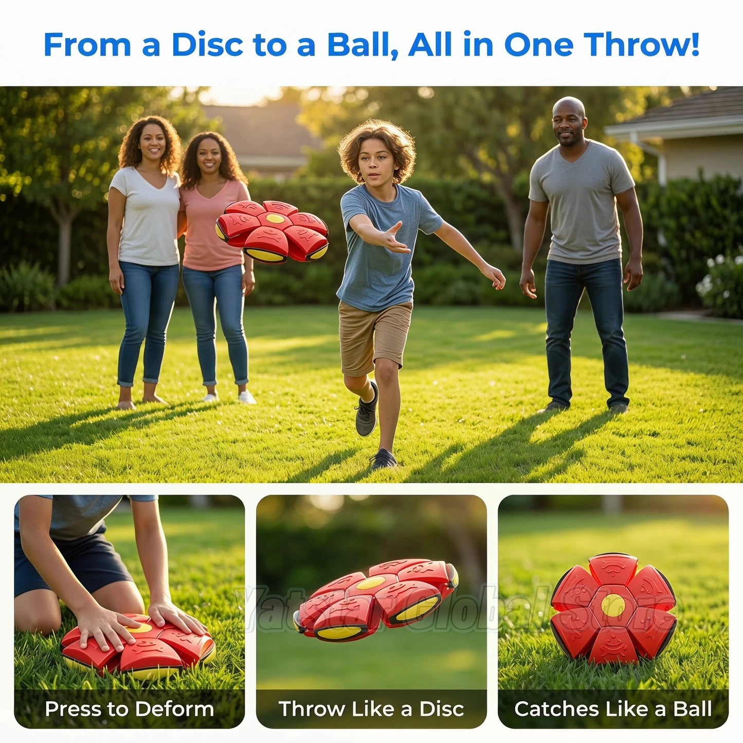 New Orange Flying Saucer Ball Magic Deformation Foot Pressure Decompression Vent Outdoor Sports Parent-Child Active Toy Kids Fun