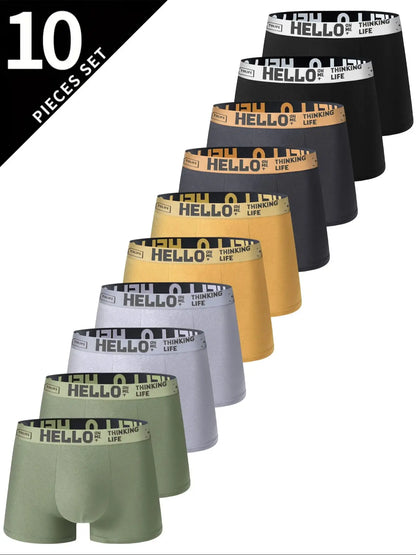 Mens Underwear Briefs - 10 Piece Trendy Comfortable Boxers Set